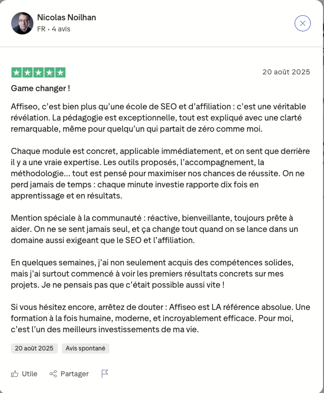 Témoignages Affiseo Hub